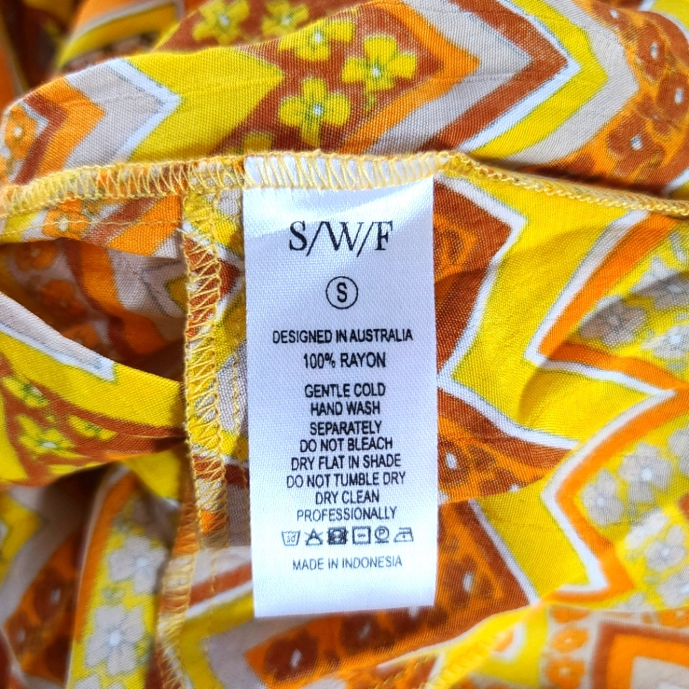 SWF Brisk Wide Leg Pants In Sol Chevron Yellow Size Small - Picture 5 of 8